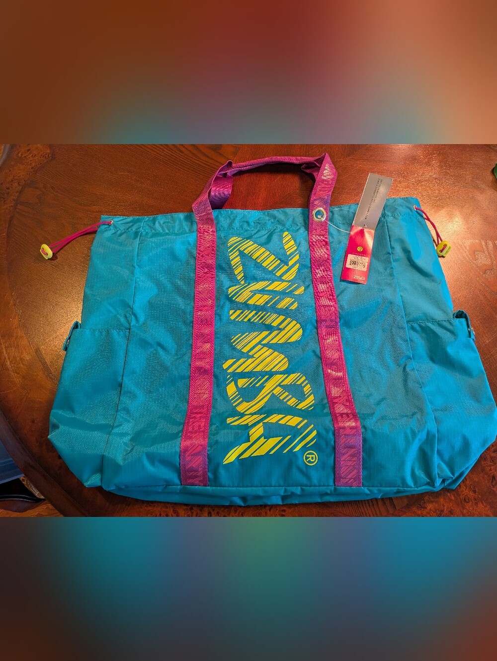 Zumba Blue Yellow And Pink Large Tote Bag, Gym Bag, NWT